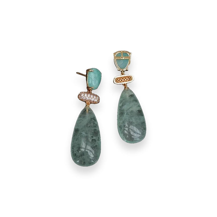 עגילי אמטיסט ואמזוניט דגם לוטן