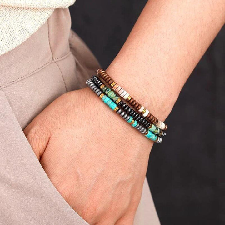 צמיד בוהו חרוזי ג'אספ,המטייט, טורקיז