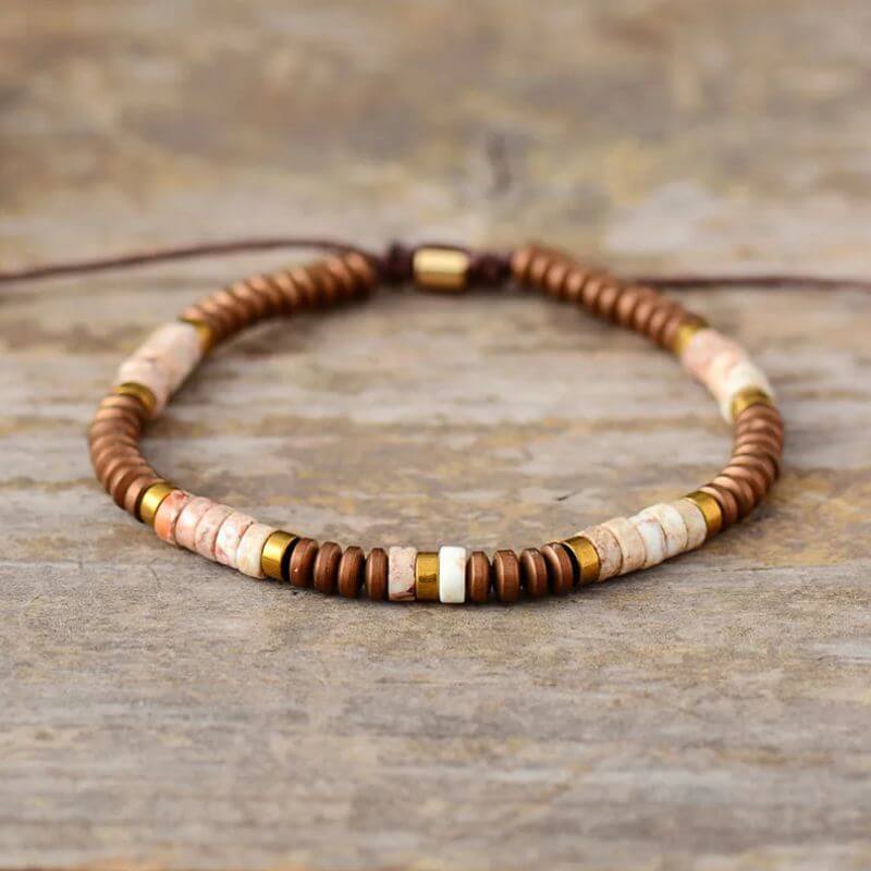 צמיד בוהו חרוזי ג'אספ,המטייט, טורקיז