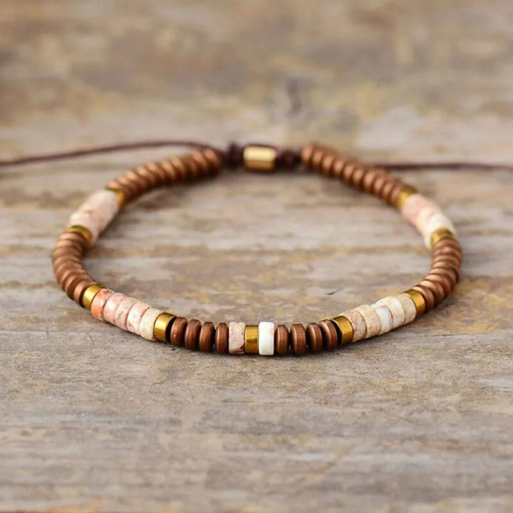 צמיד בוהו חרוזי ג'אספ,המטייט, טורקיז