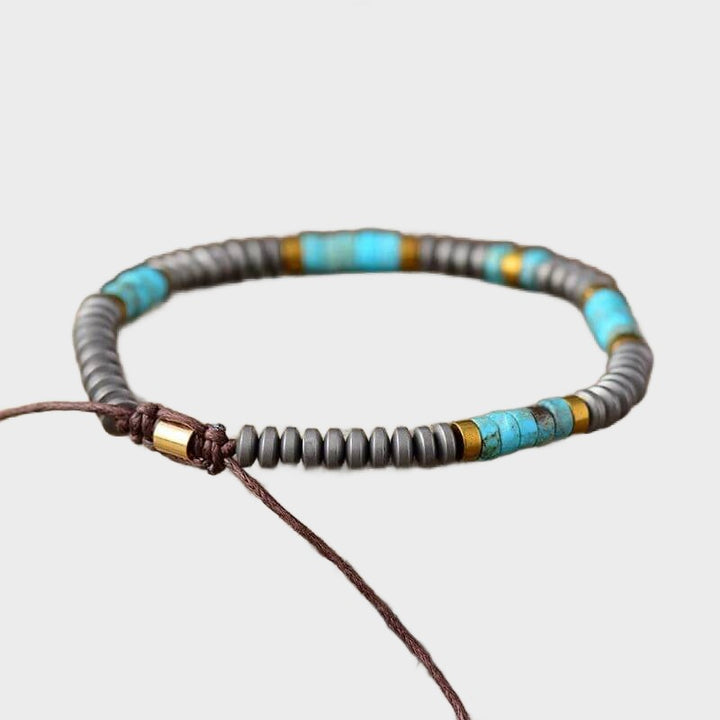 צמיד בוהו חרוזי ג'אספ,המטייט, טורקיז