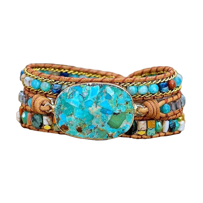 צמיד עטיפה טורקיז ואמזונייט – ריפוי, הגנה ואיזון