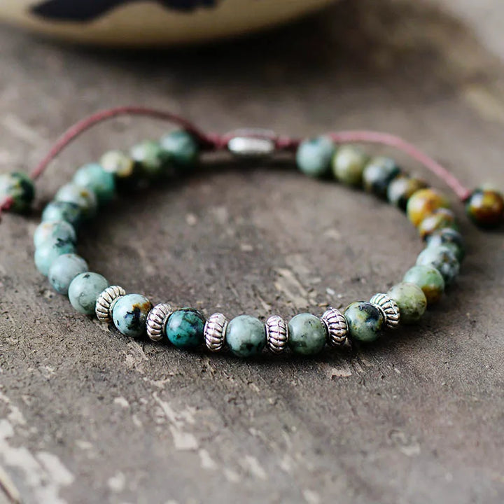 צמיד בוהו אוניקס שחור מאט לגבר