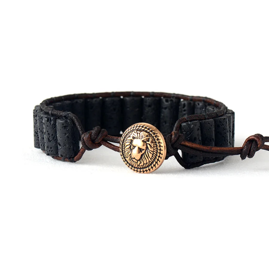 צמיד אבן לבה מעוצבת לגבר