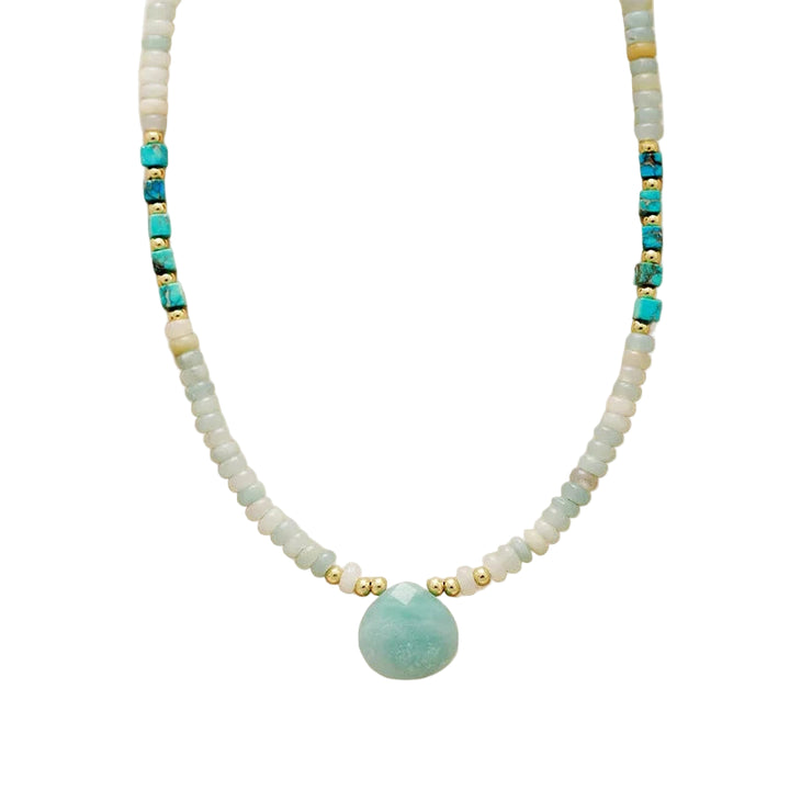 קולר “טיפת לגונה” – אמזונייט מינימליסטי