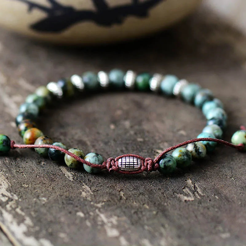 צמיד בוהו אוניקס שחור מאט לגבר