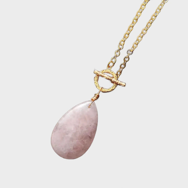 שרשרת “טיפת ורוד” – קוורץ ורוד